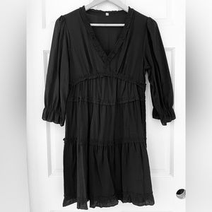 Black Tiered Ruffle Mini Dress Sz M